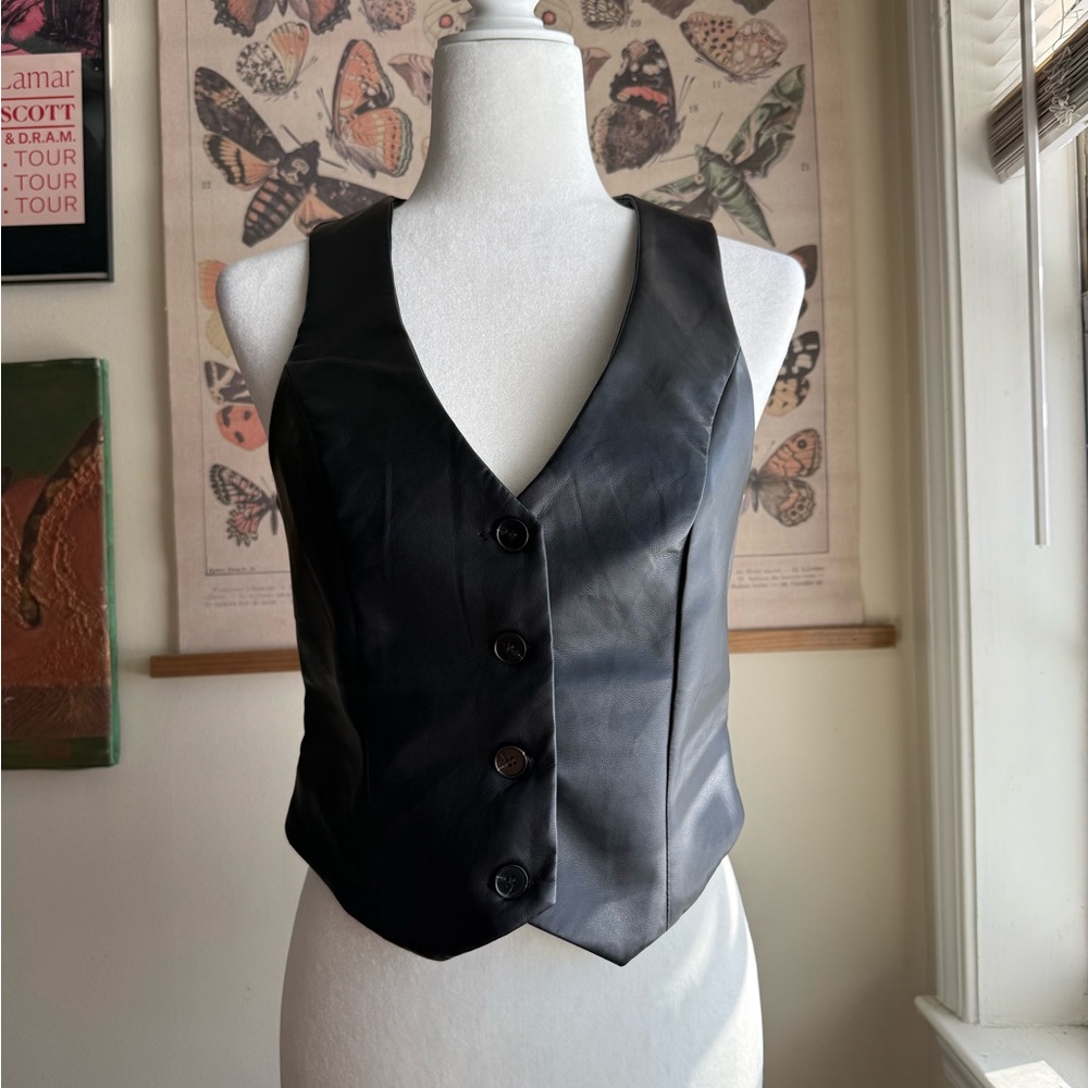 Black Faux Leather Vest
